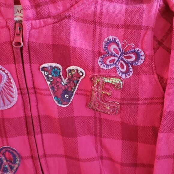 Childrens Place Pink Plaid Hooded Sweatshirt Sz L - Picture 3 of 6